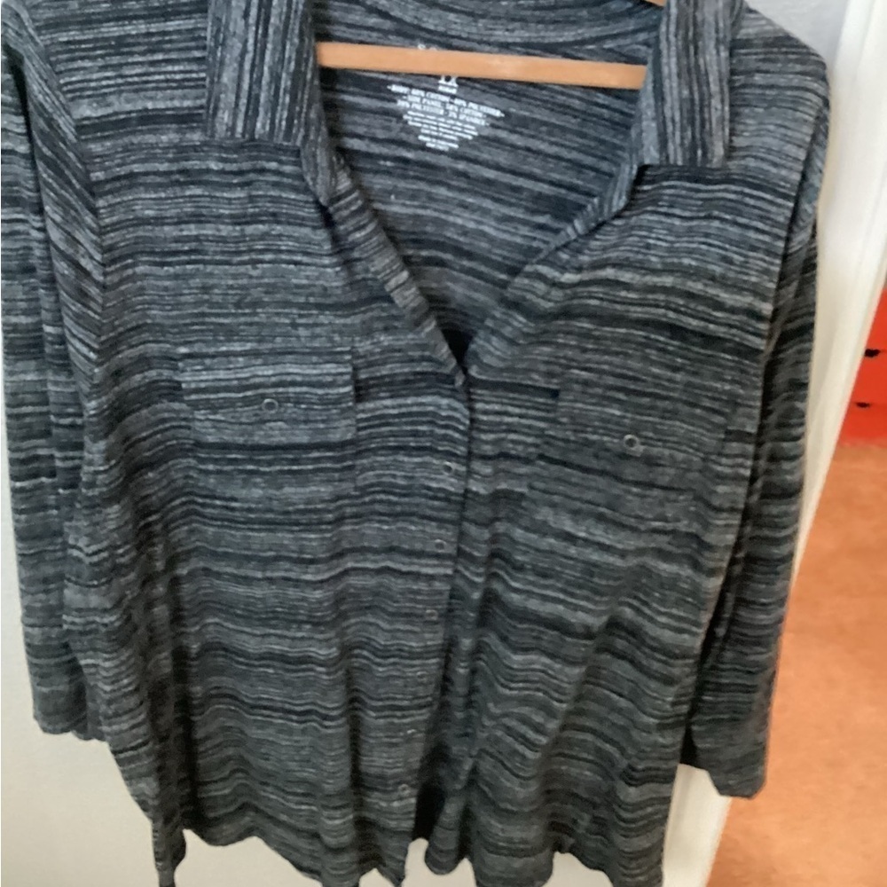 Striped Gray Long Sleeve Shirt